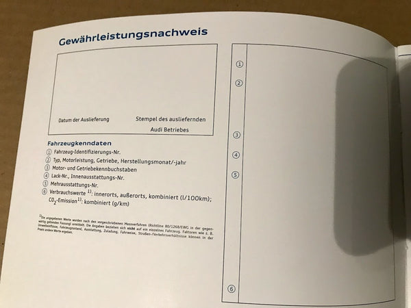 Audi Serviceheft, Scheckheft, Servicebook, Wartungsheft